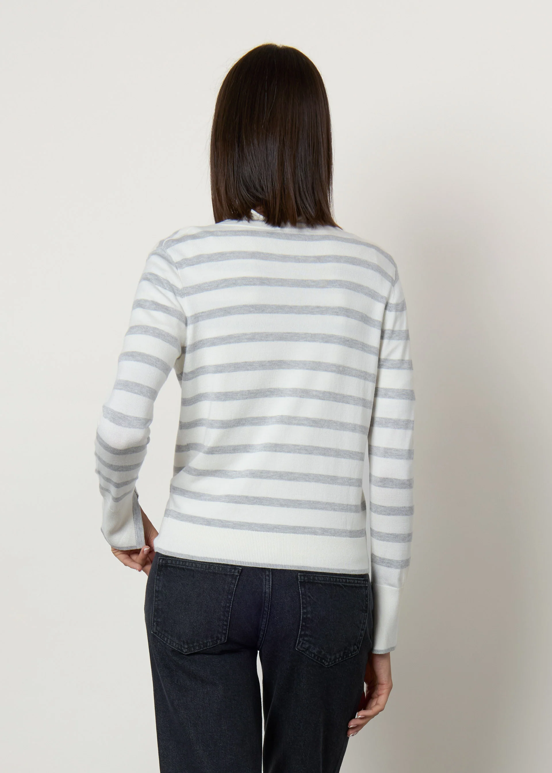 Cardigan girocollo a righe - Image 3