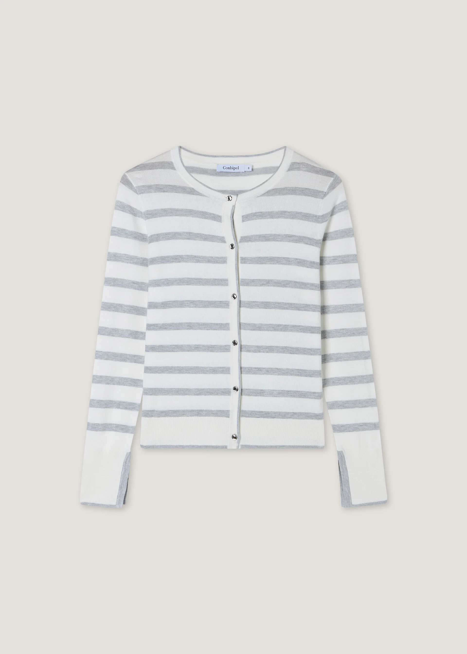 Cardigan girocollo a righe - Image 5