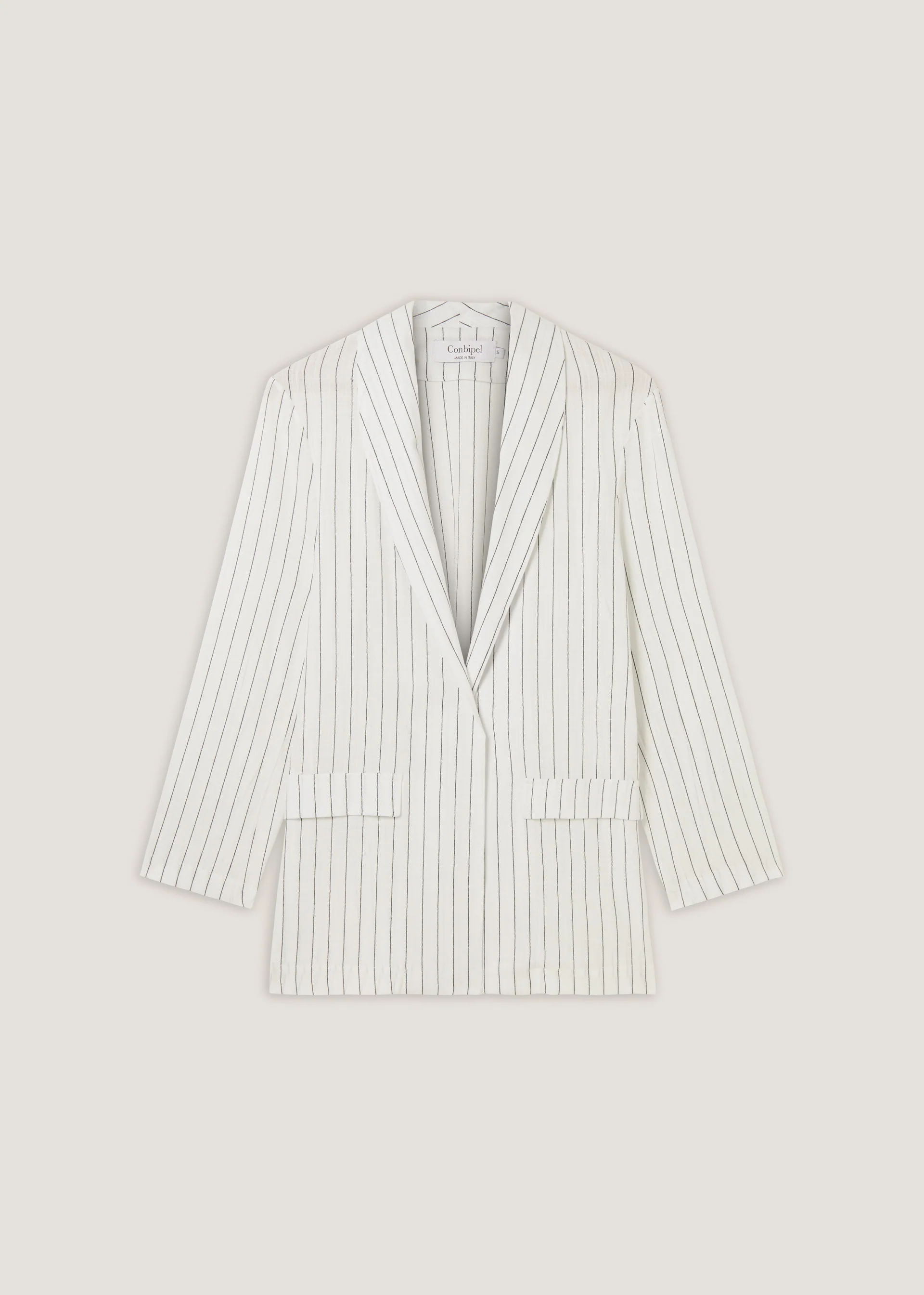 Blazer ampio in misto lino gessato - Image 5