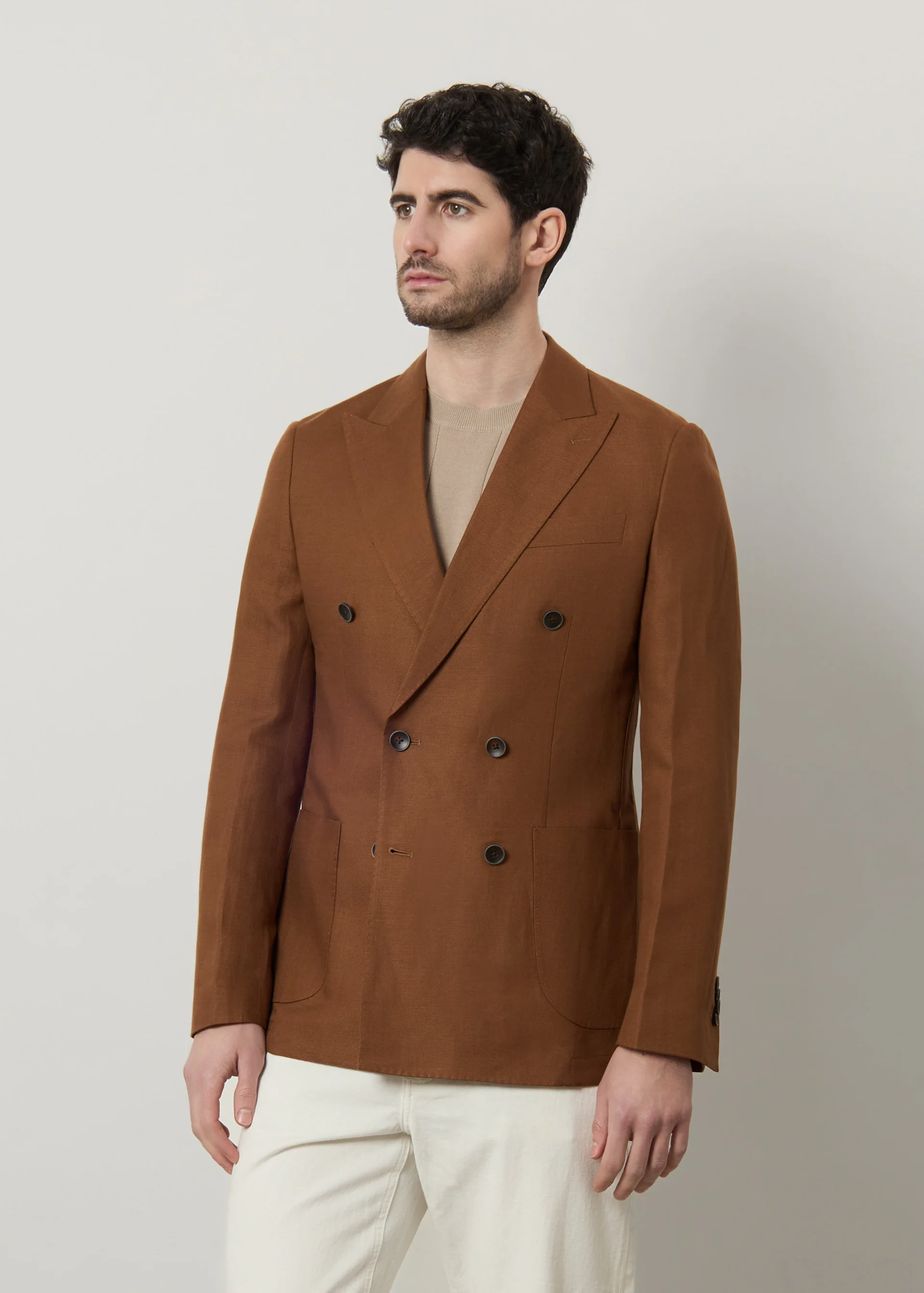 Blazer doppio petto in misto lino - Image 7