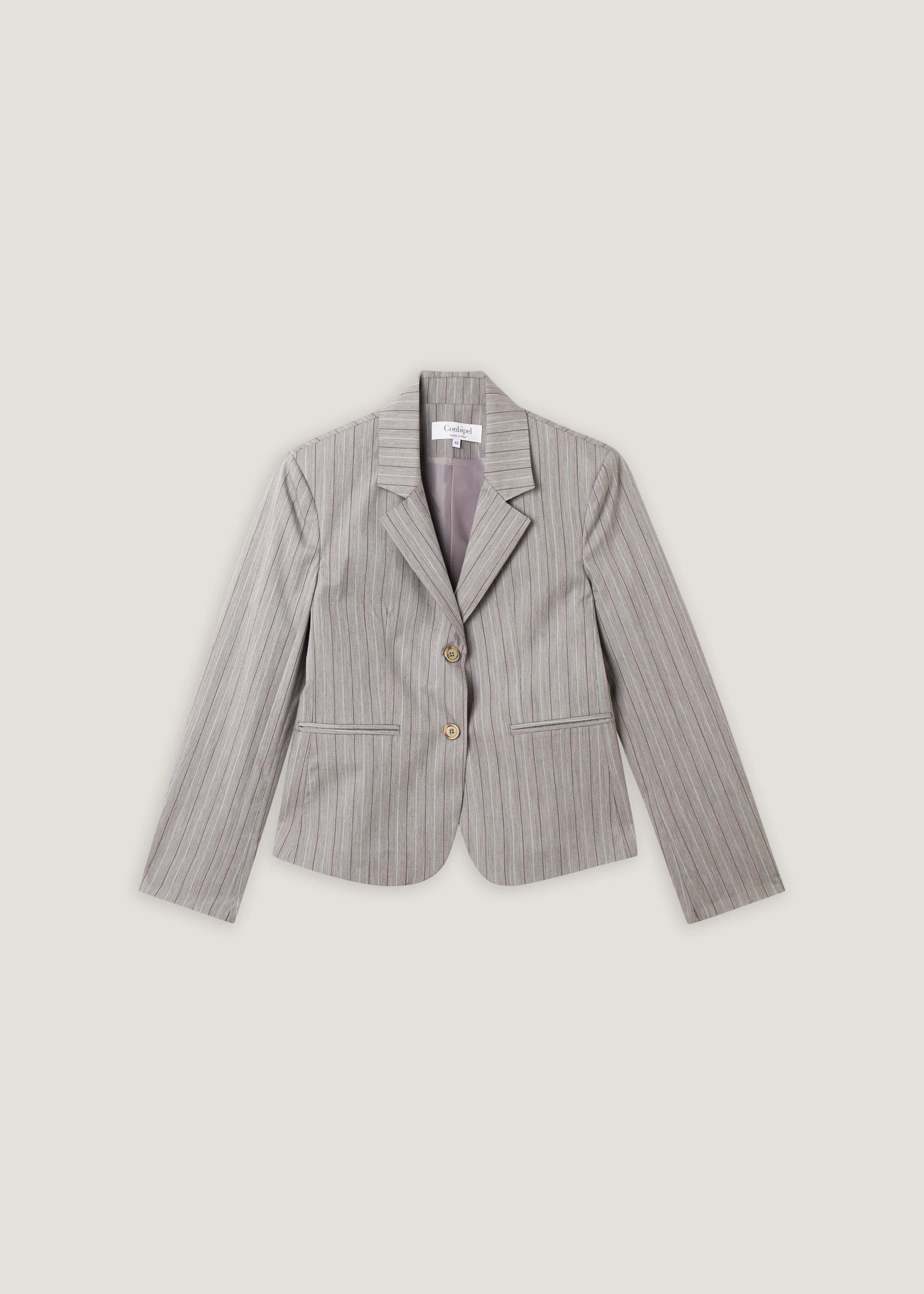 Blazer gessato in cotone stretch - Image 5