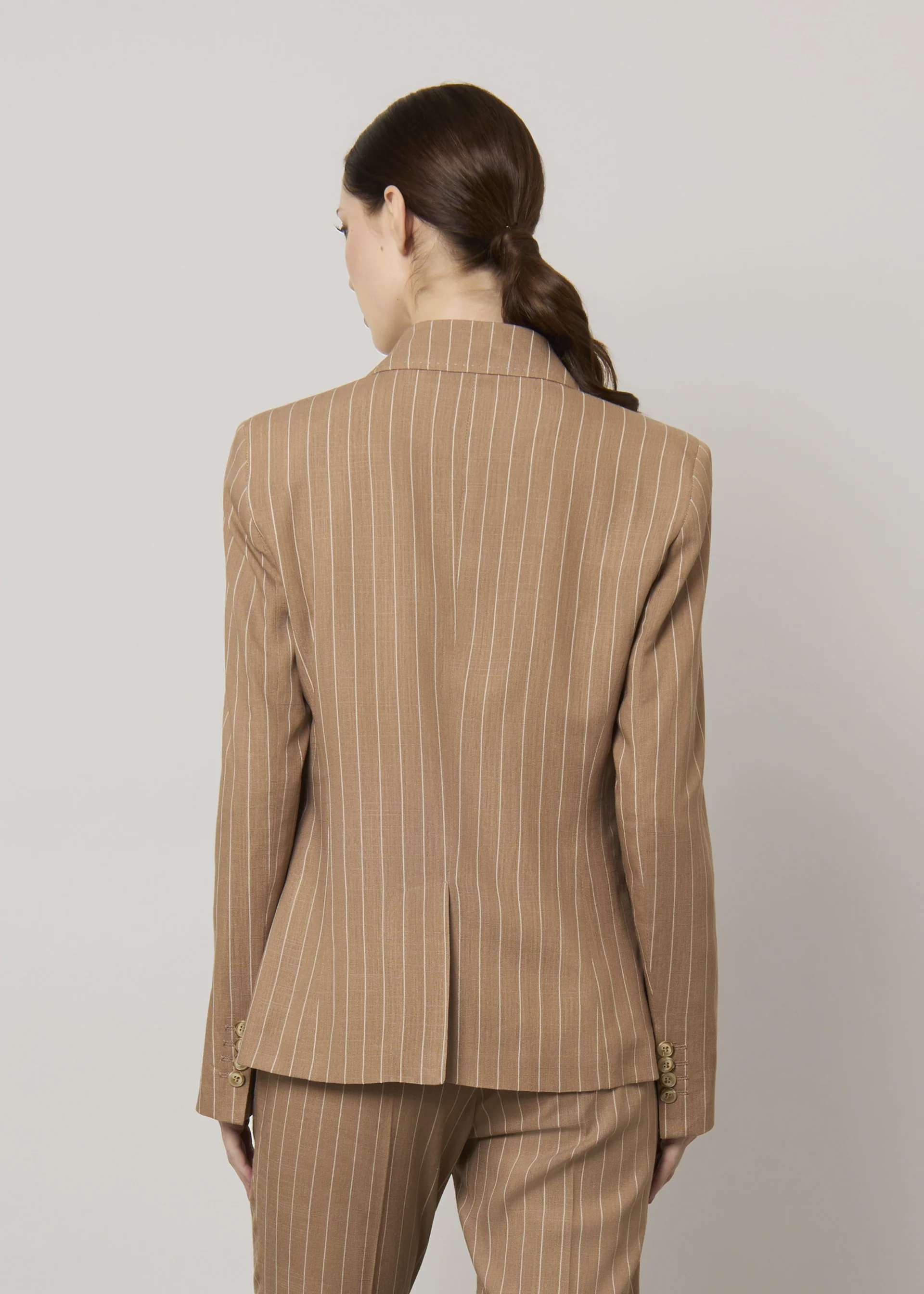 Blazer gessato in misto lino - Image 3