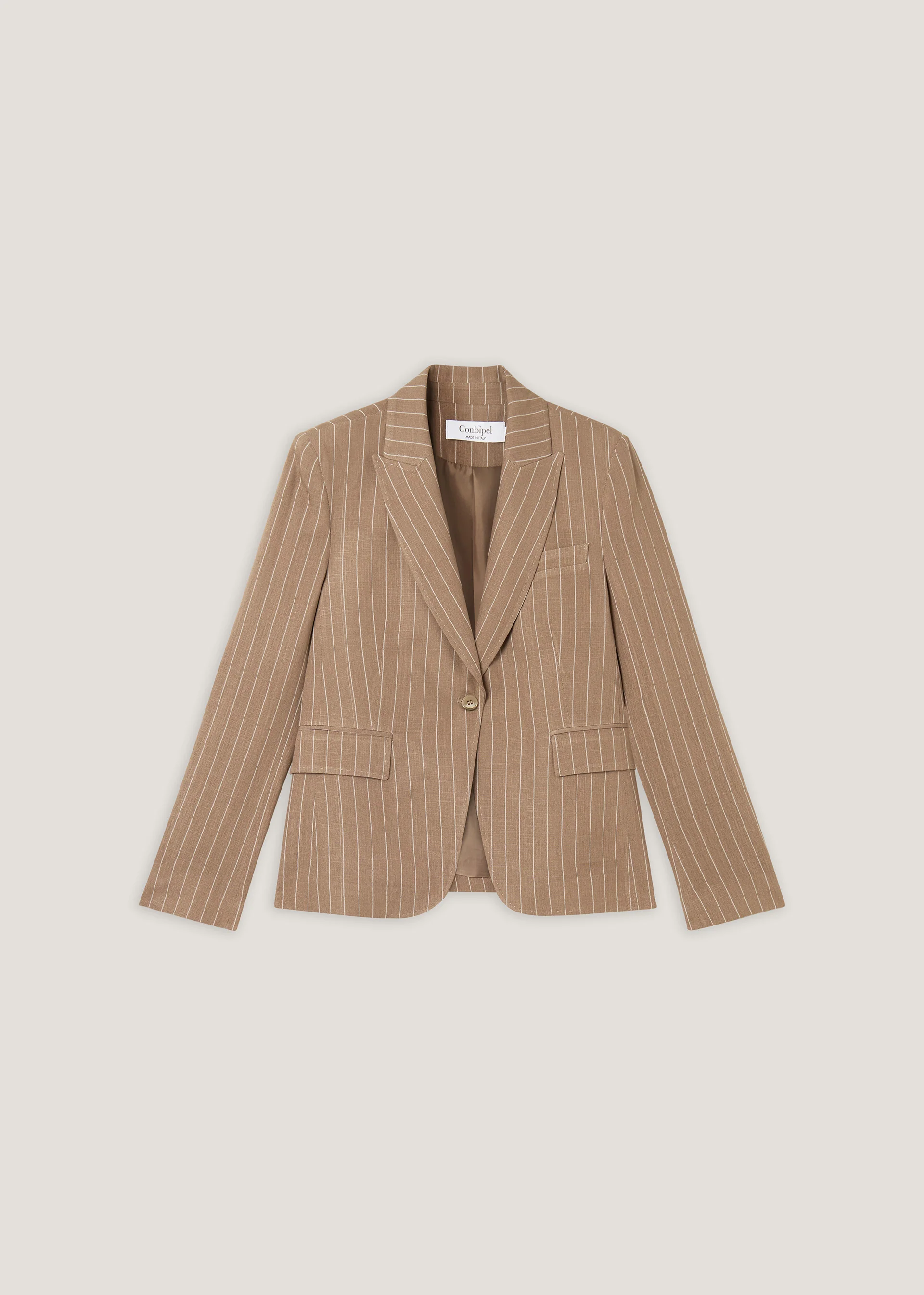 Blazer gessato in misto lino - Image 5