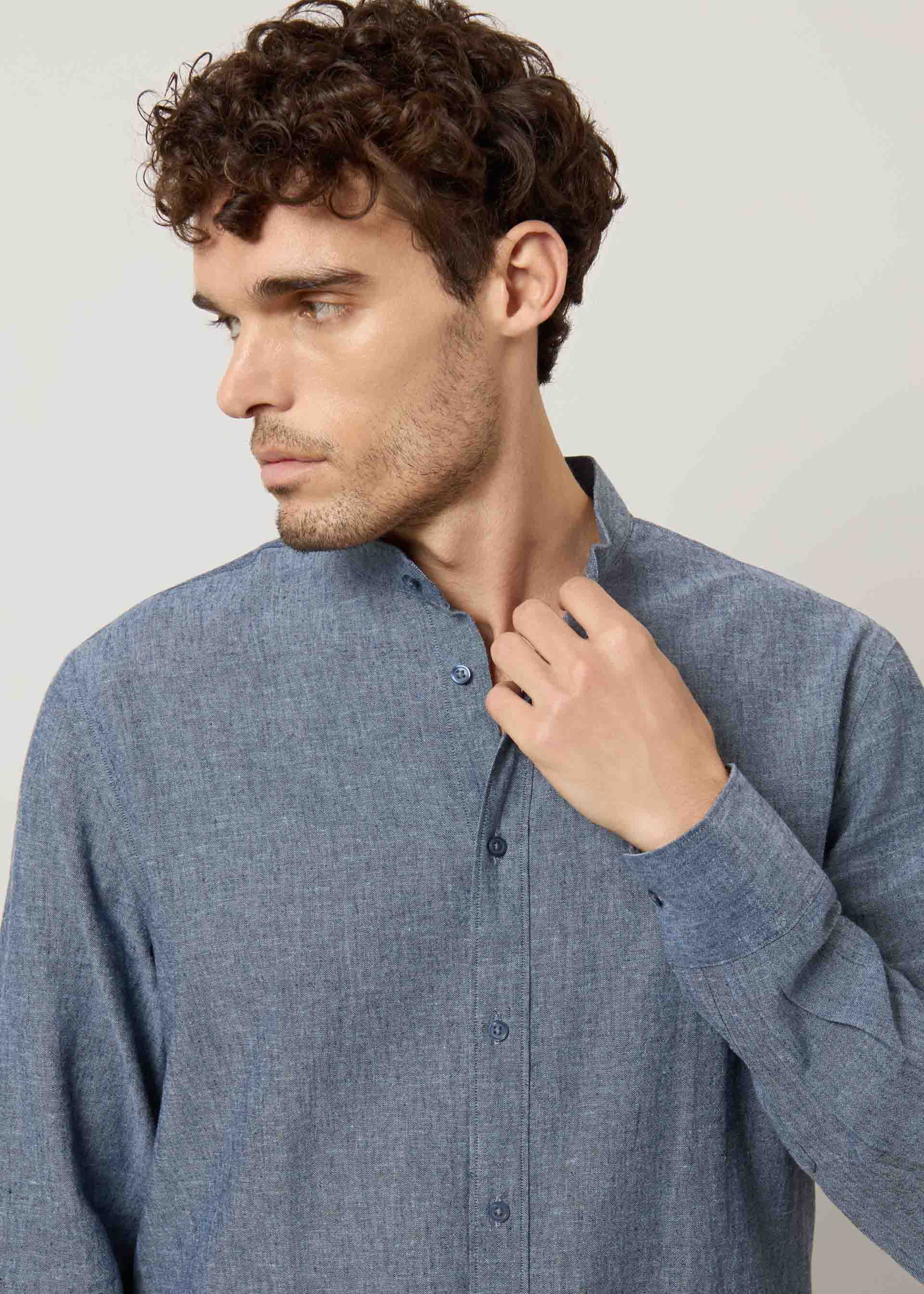 Camicia alla coreana in lino e cotone - Image 24