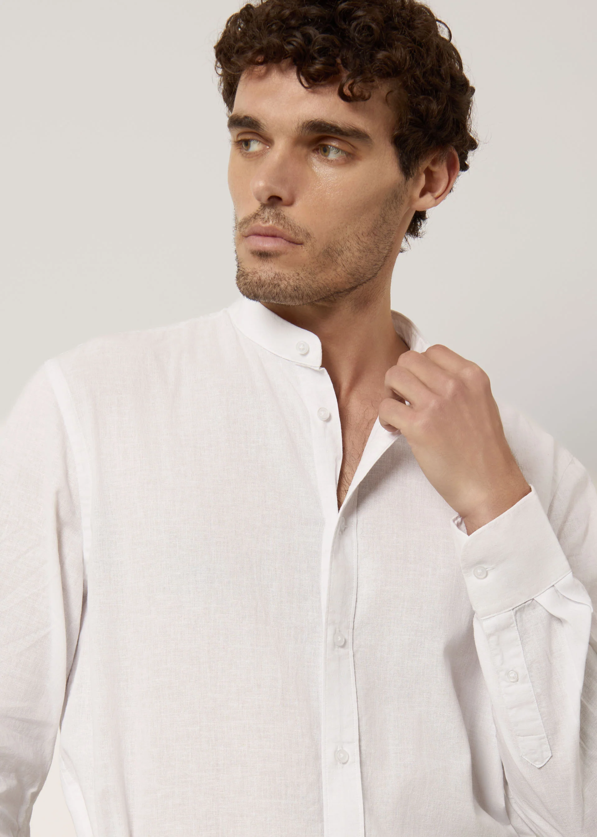 Camicia alla coreana in lino e cotone - Image 4