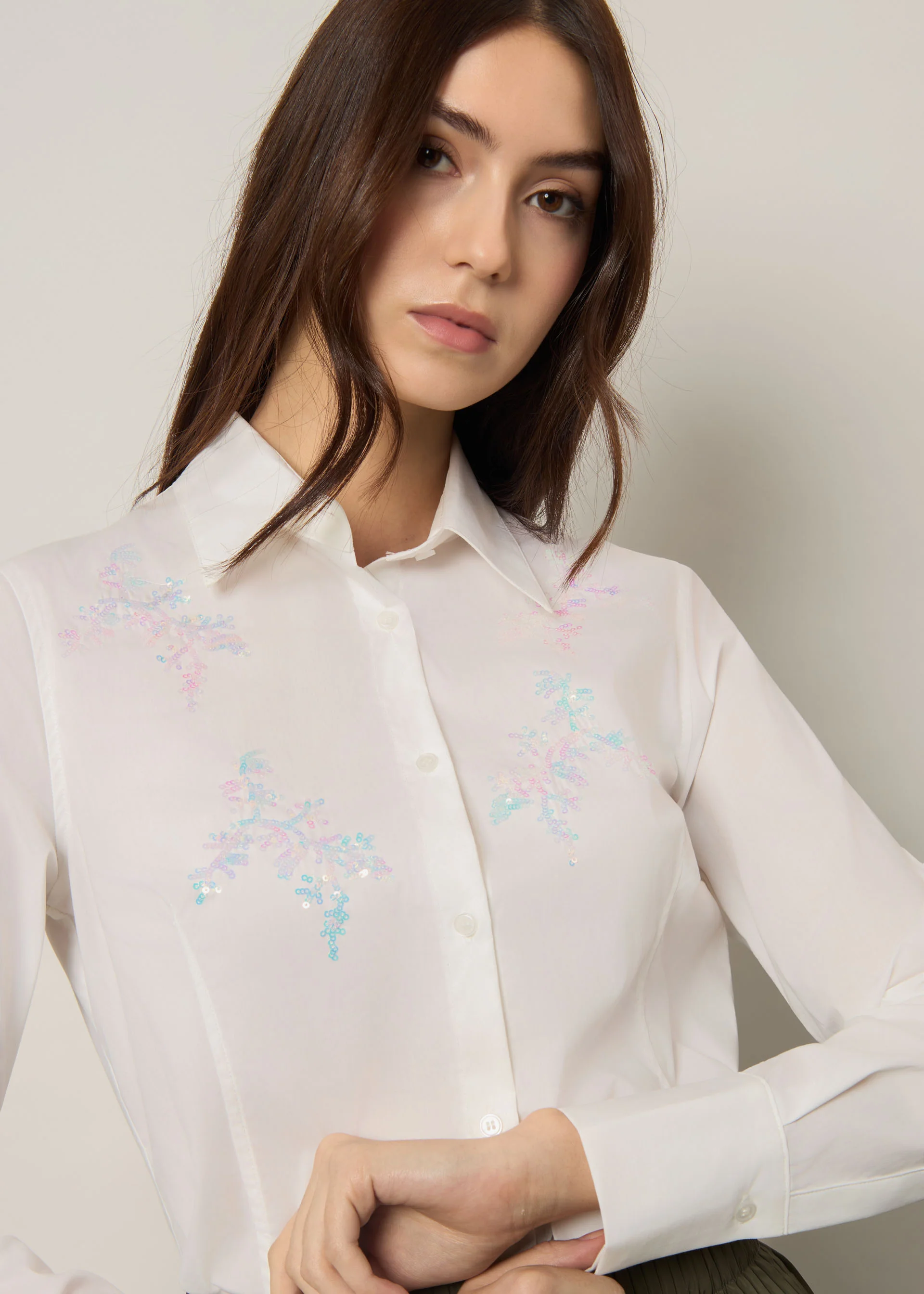 Camicia in cotone con paillettes - Image 4