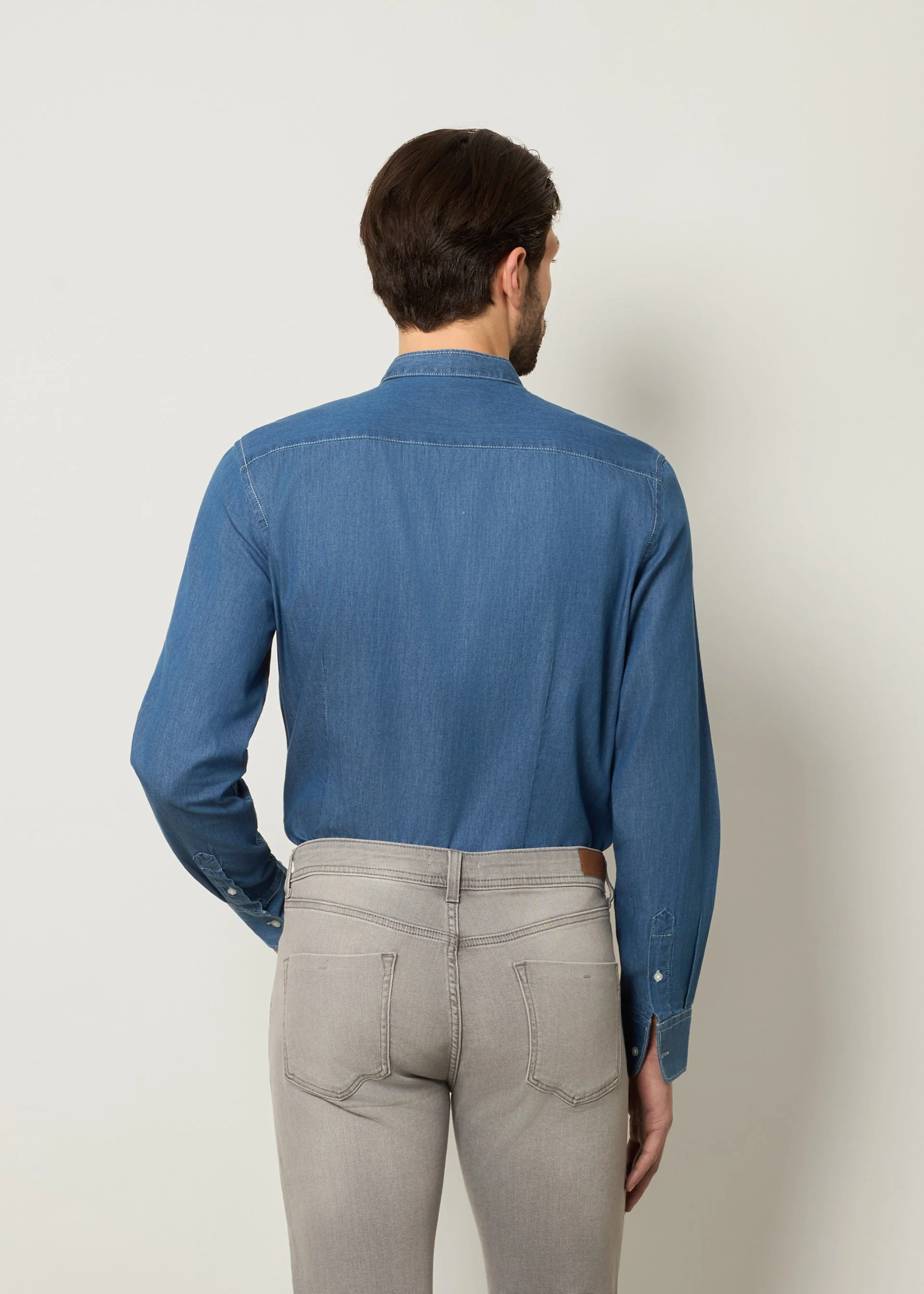 Camicia in denim collo coreana - Image 8