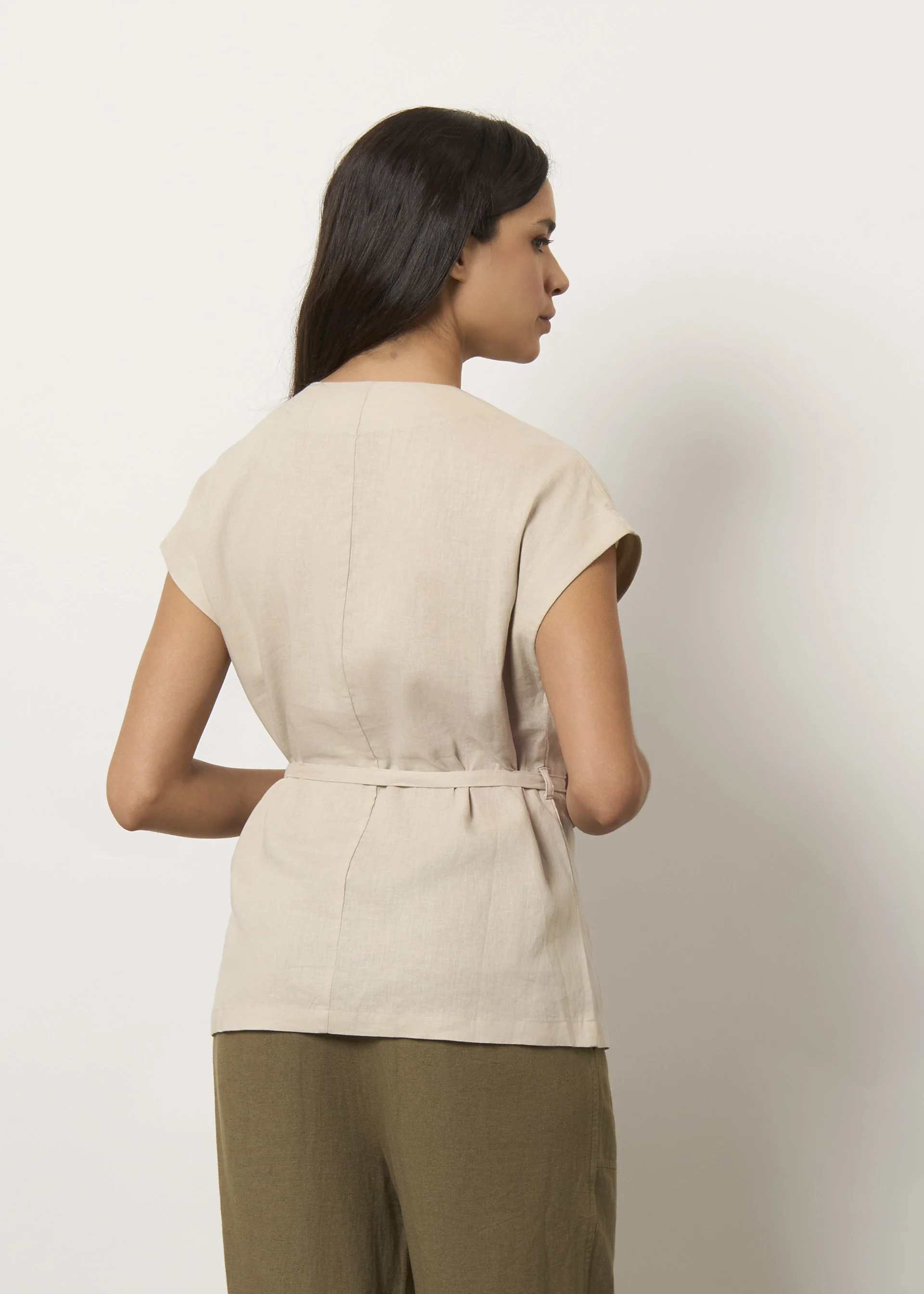 Camicia kimono in misto lino - Image 3