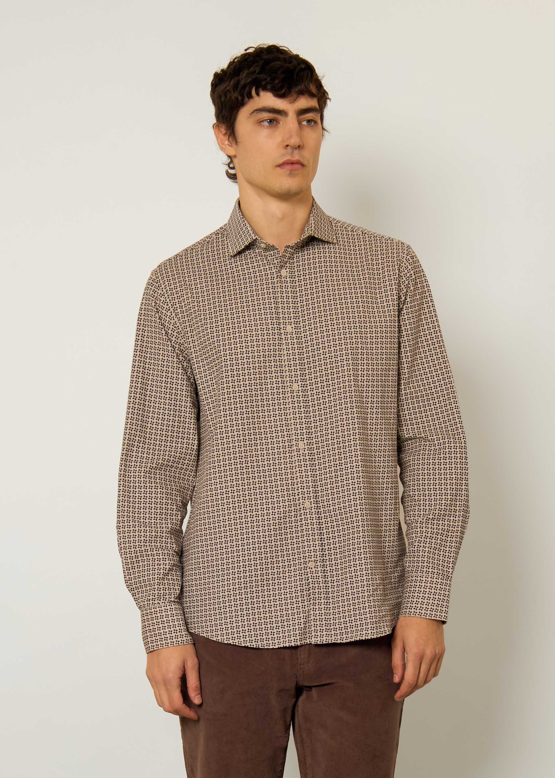 Camicia regular in velluto stampato - Image 4