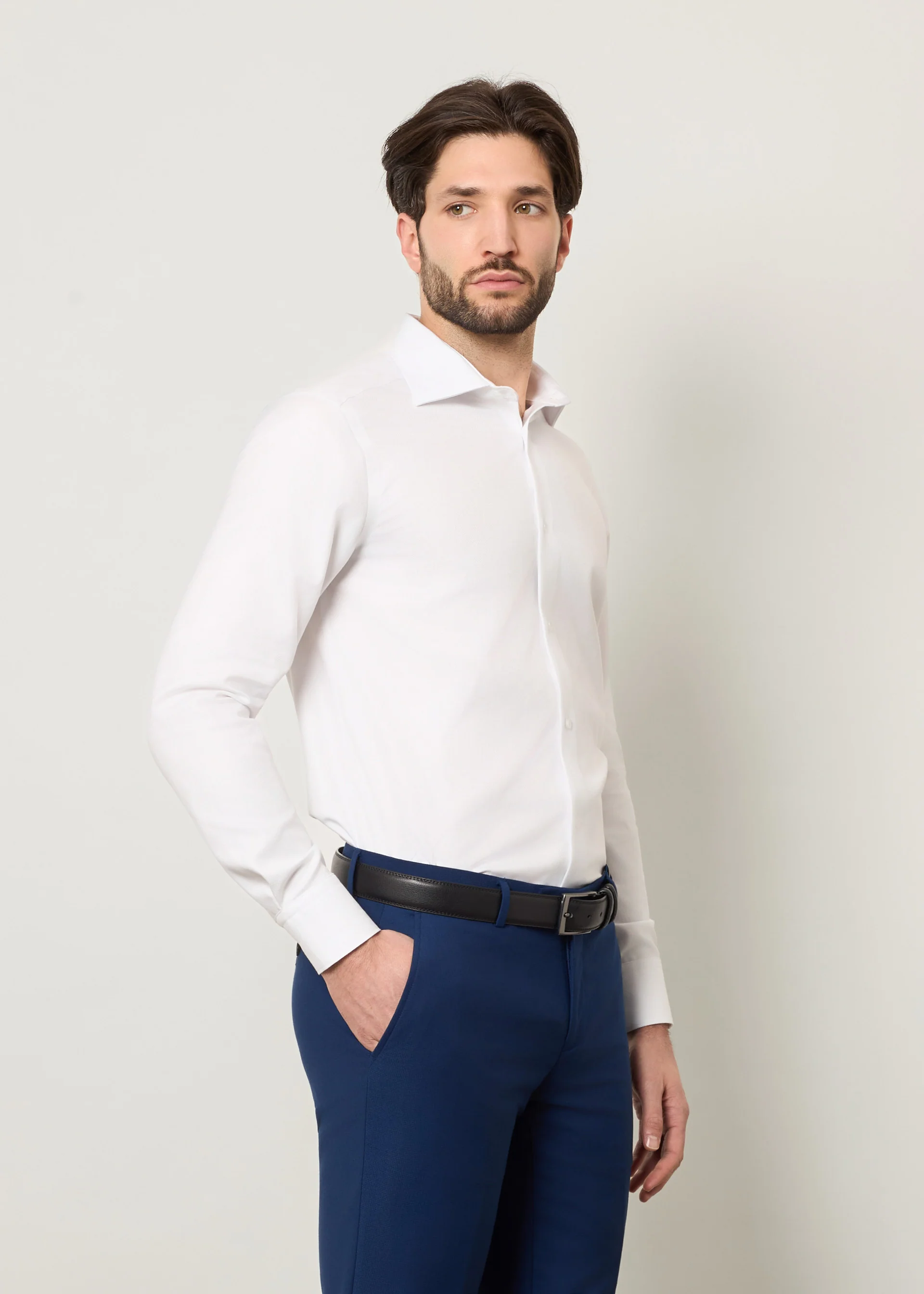 Camicia slim in cotone no stiro - Image 3