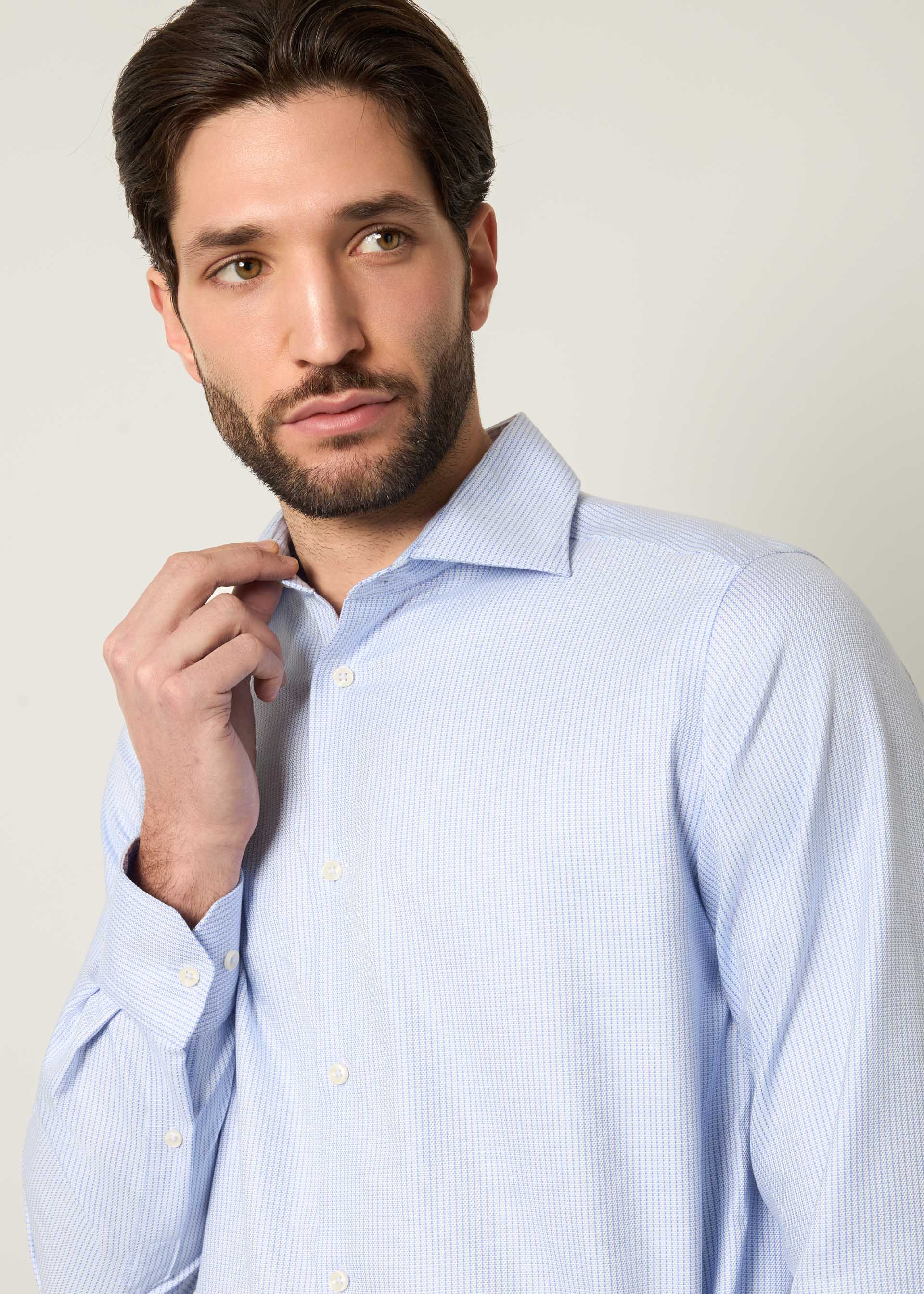 Camicia slim in cotone no stiro - Image 4