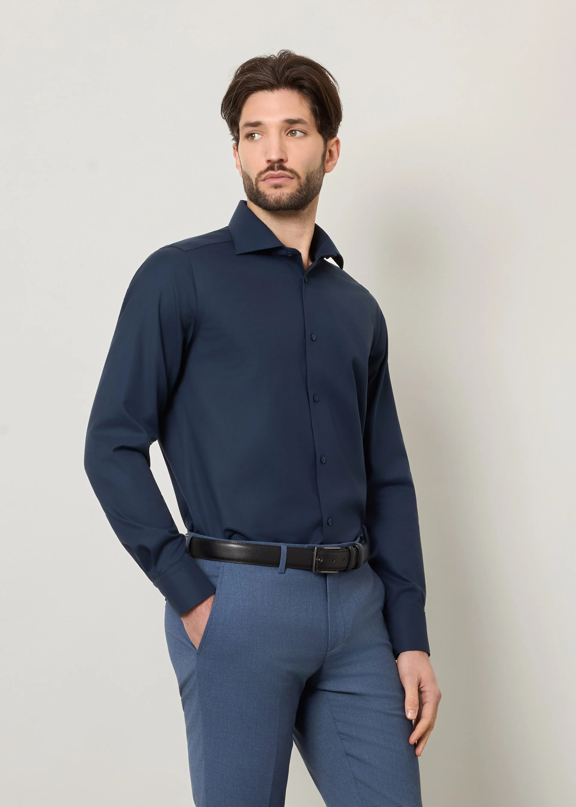 Camicia slim in cotone no stiro - Image 17