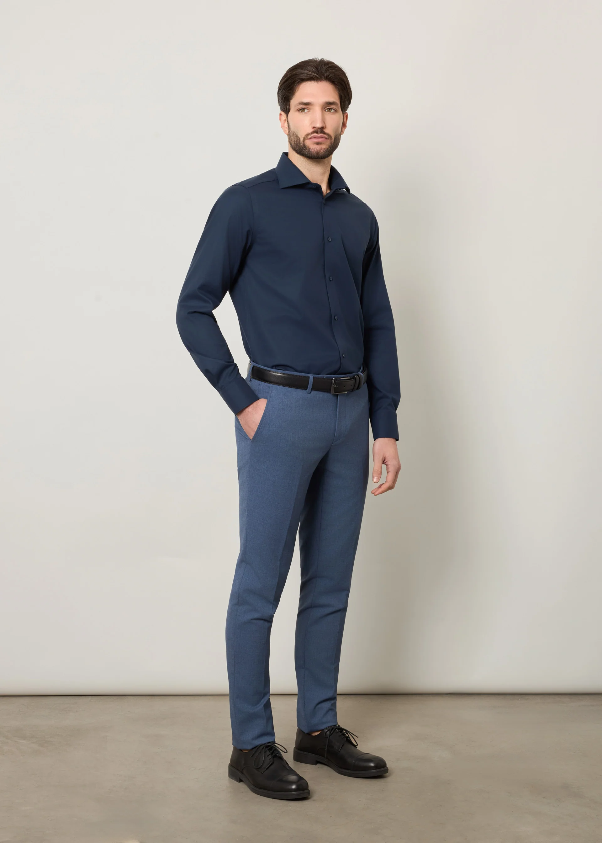 Camicia slim in cotone no stiro - Image 18