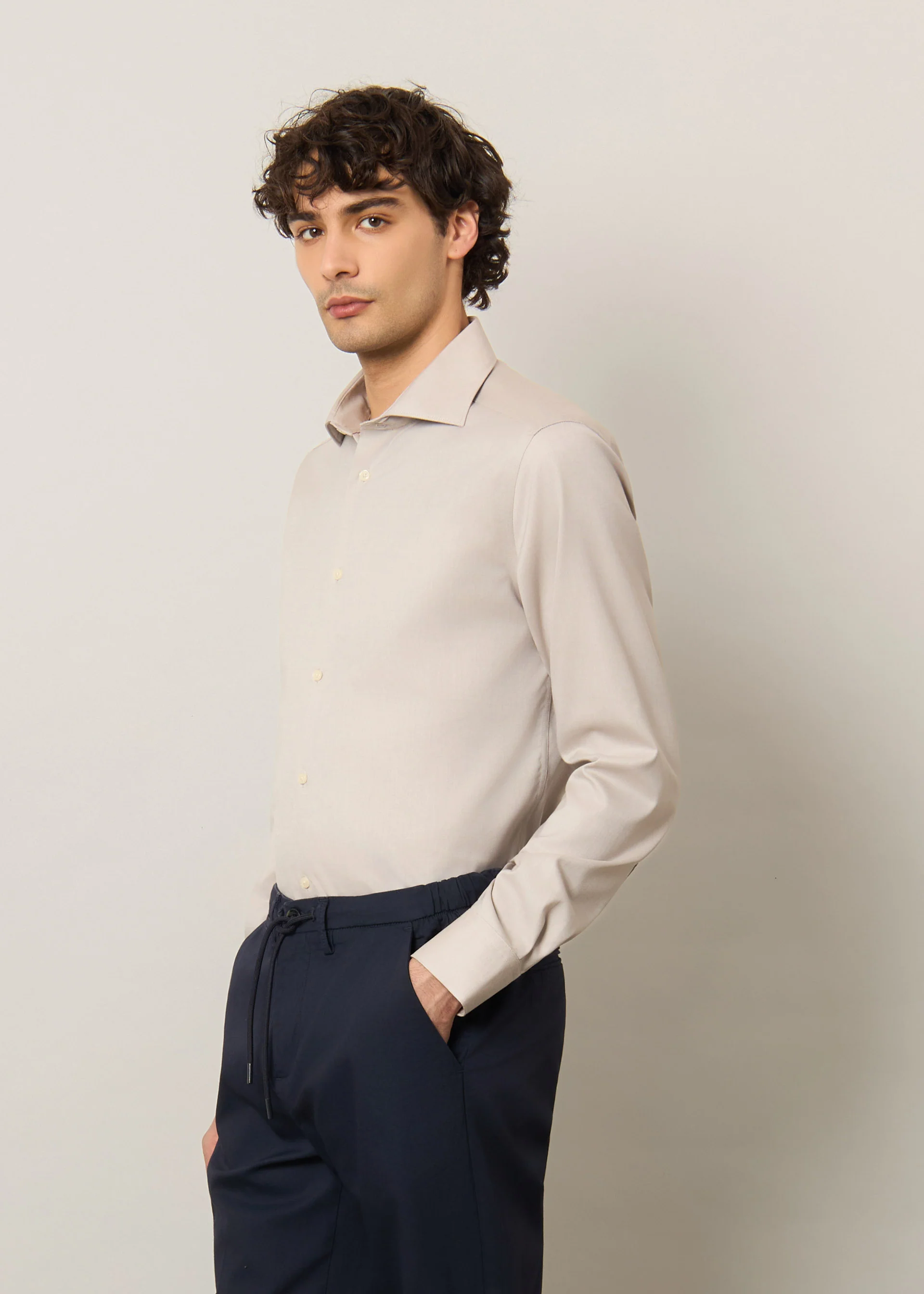 Camicia slim in cotone no stiro - Image 7