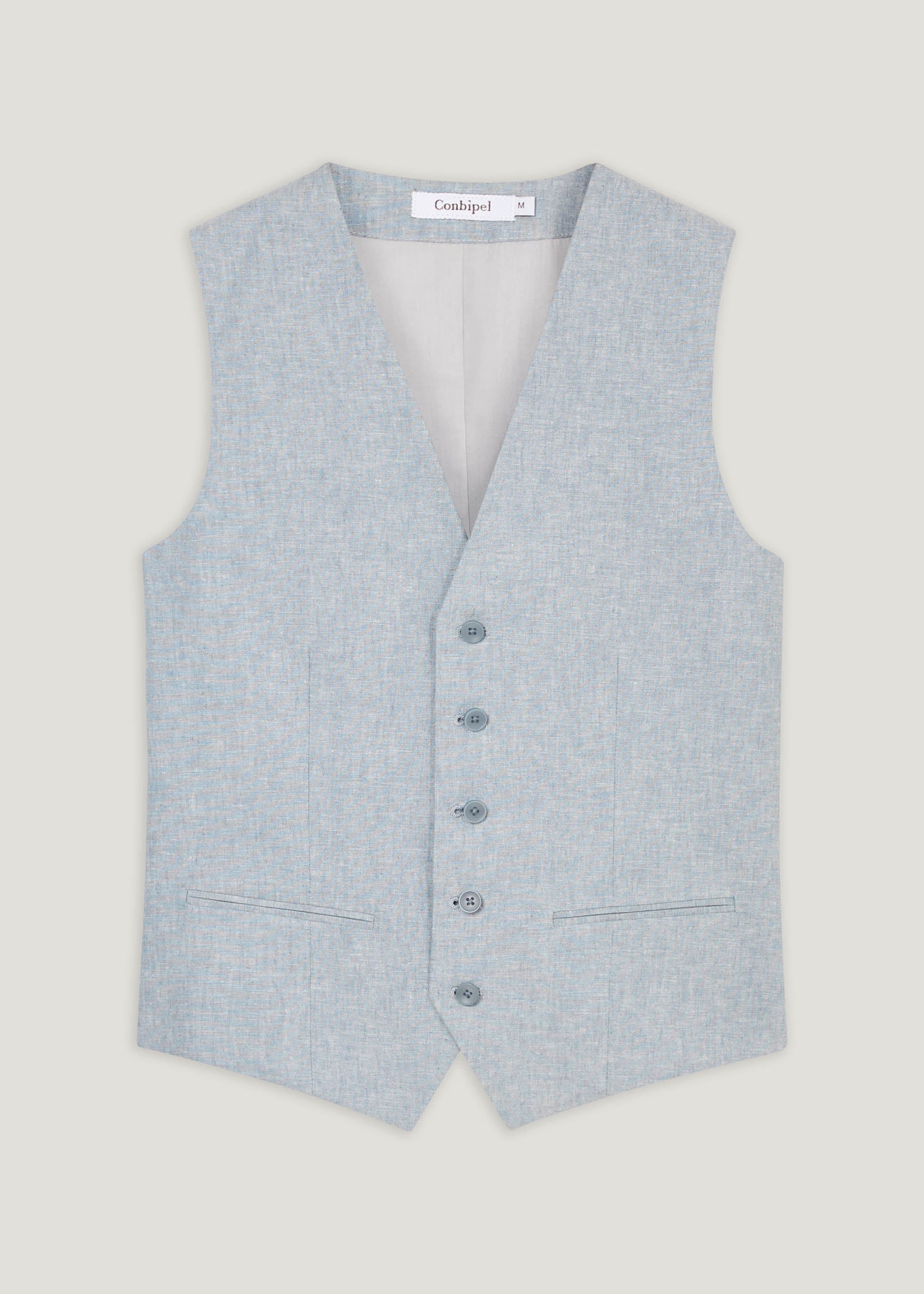 Gilet classico in cotone e lino - Image 10