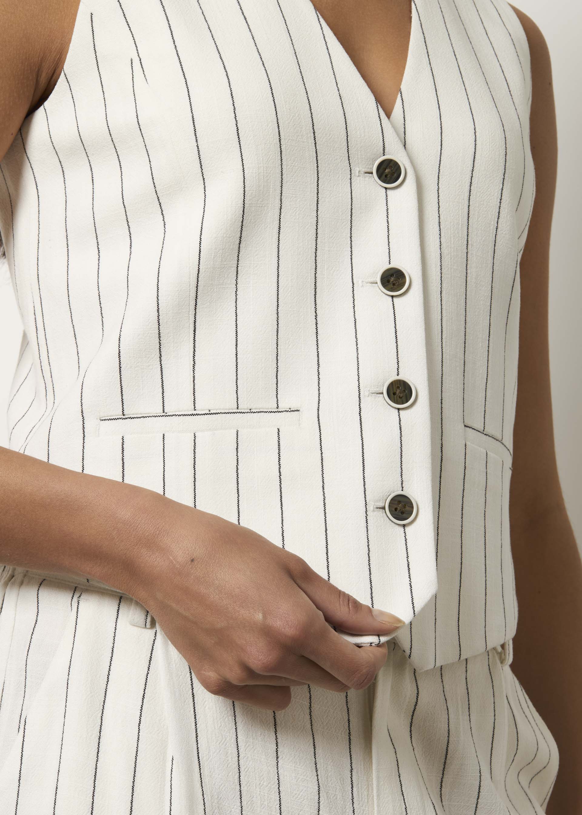 Gilet in misto lino gessato - Image 4