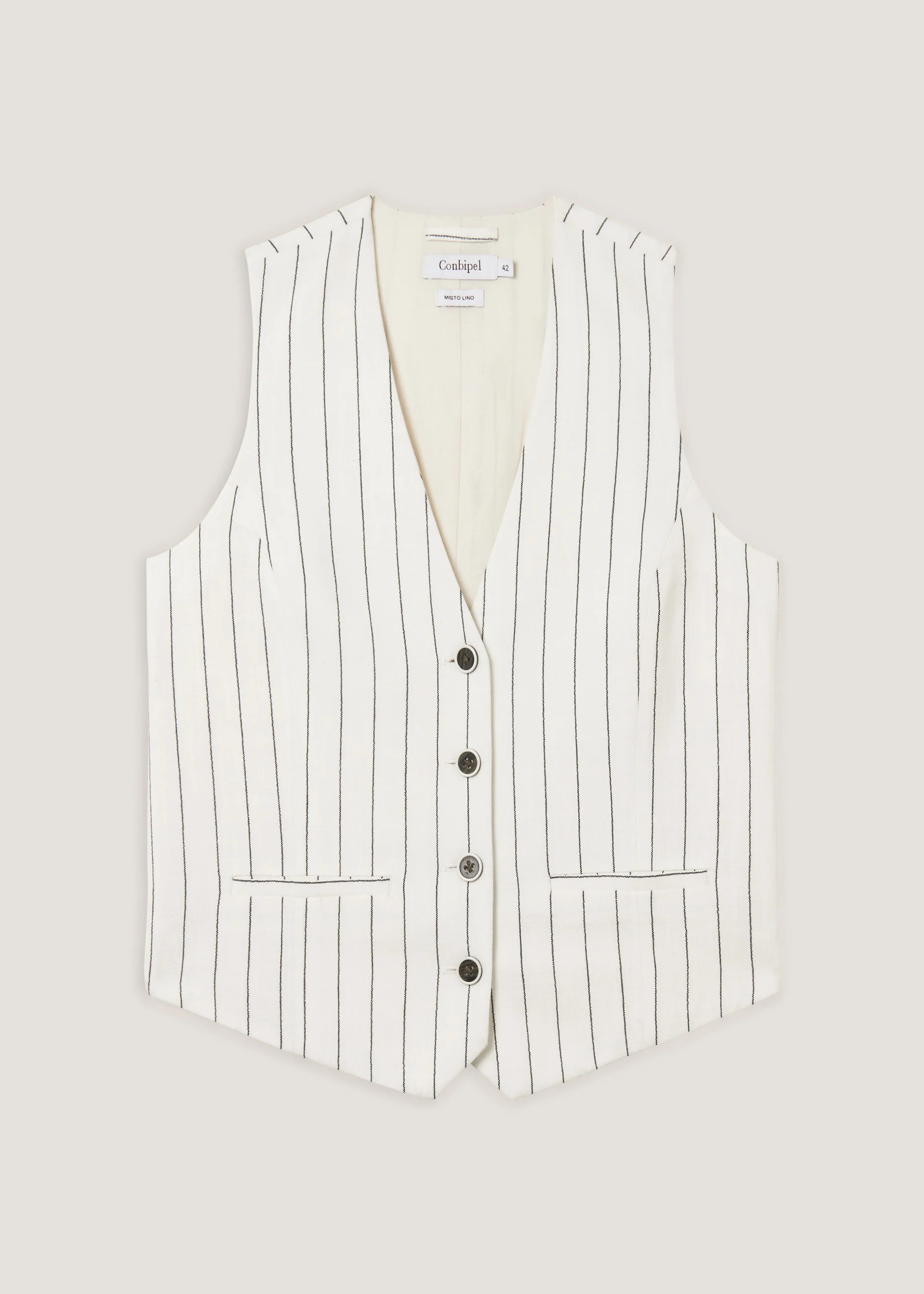 Gilet in misto lino gessato - Image 5