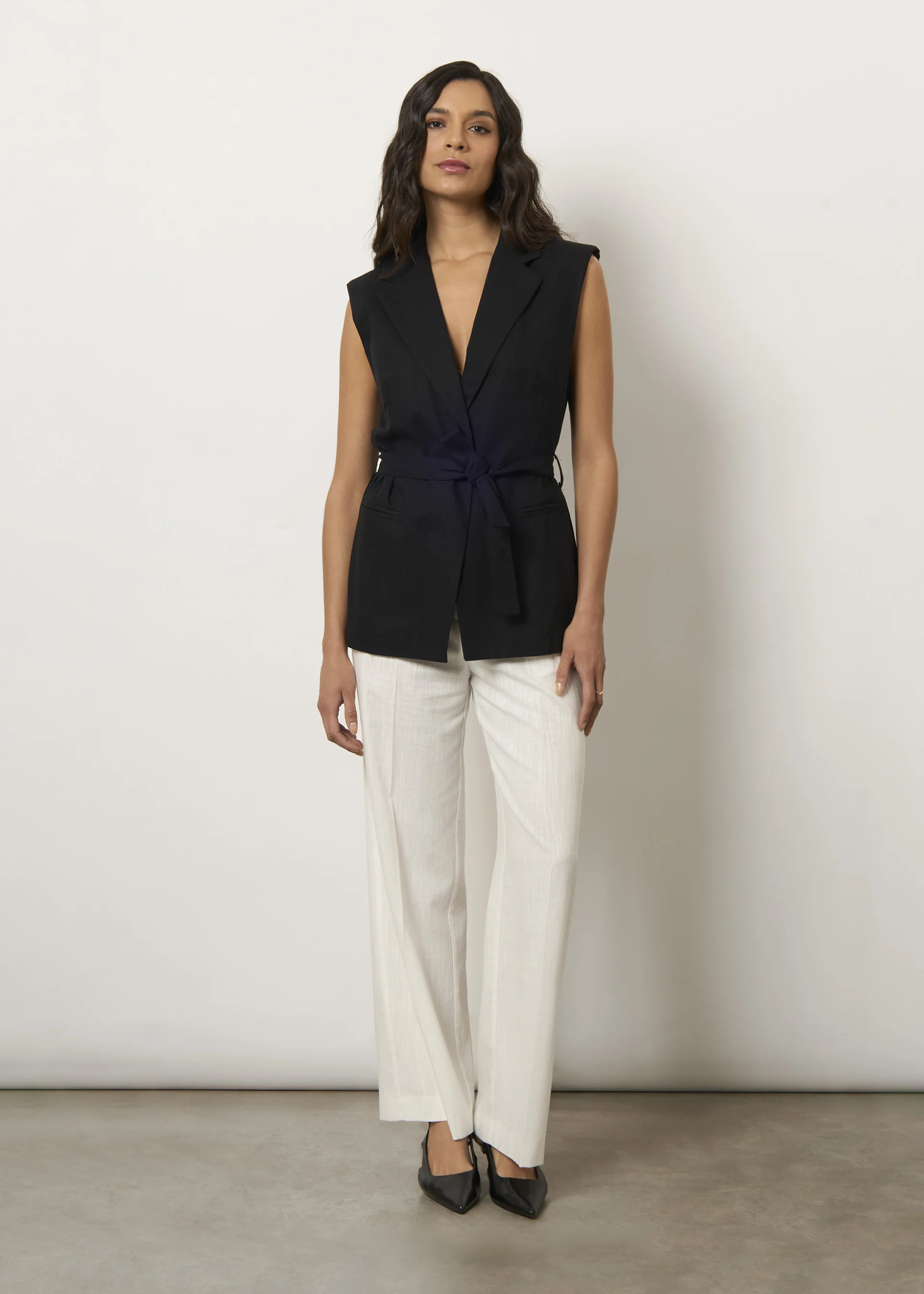 Gilet lungo in misto lino - Image 2