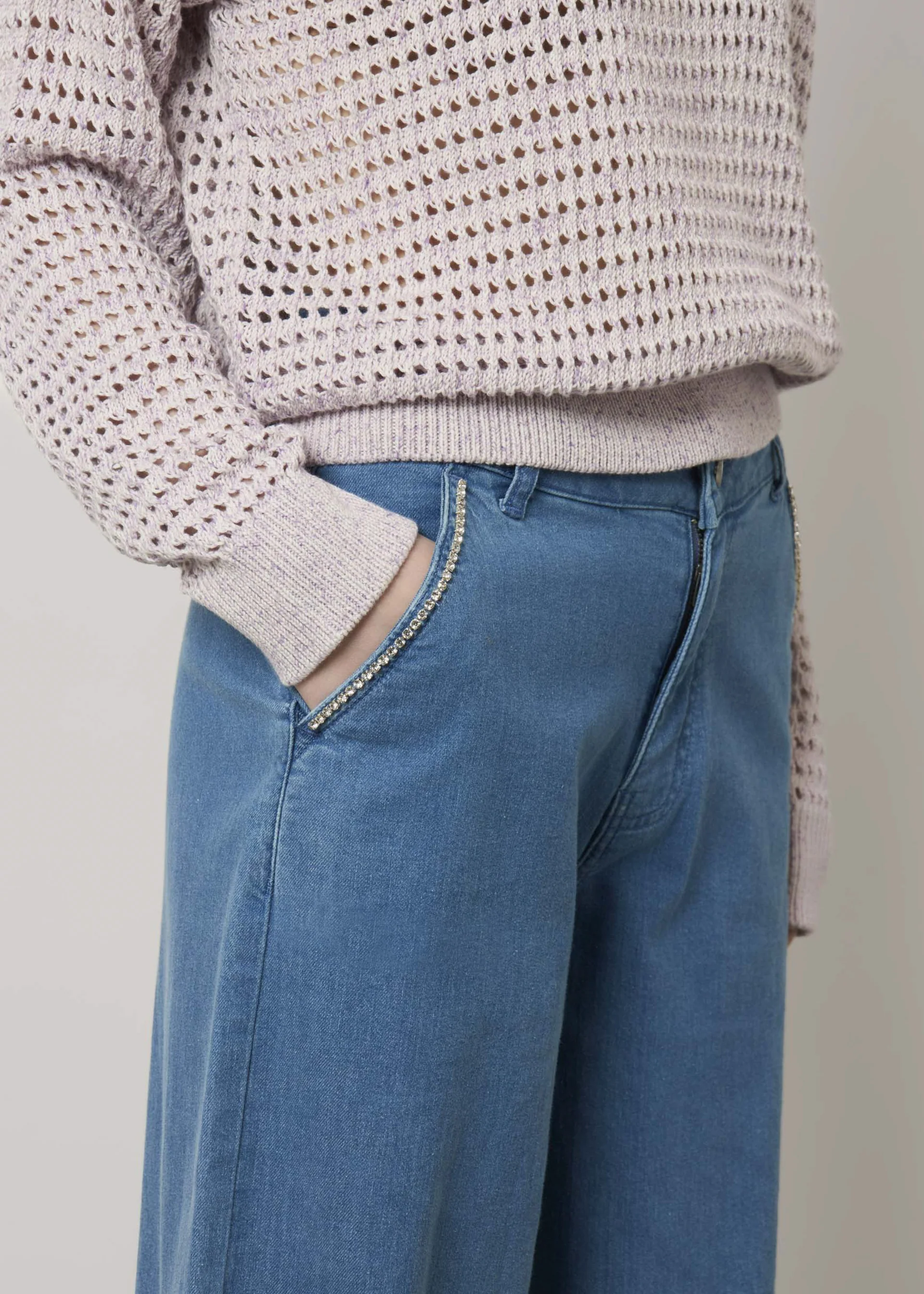 Jeans wide leg con strass - Image 4
