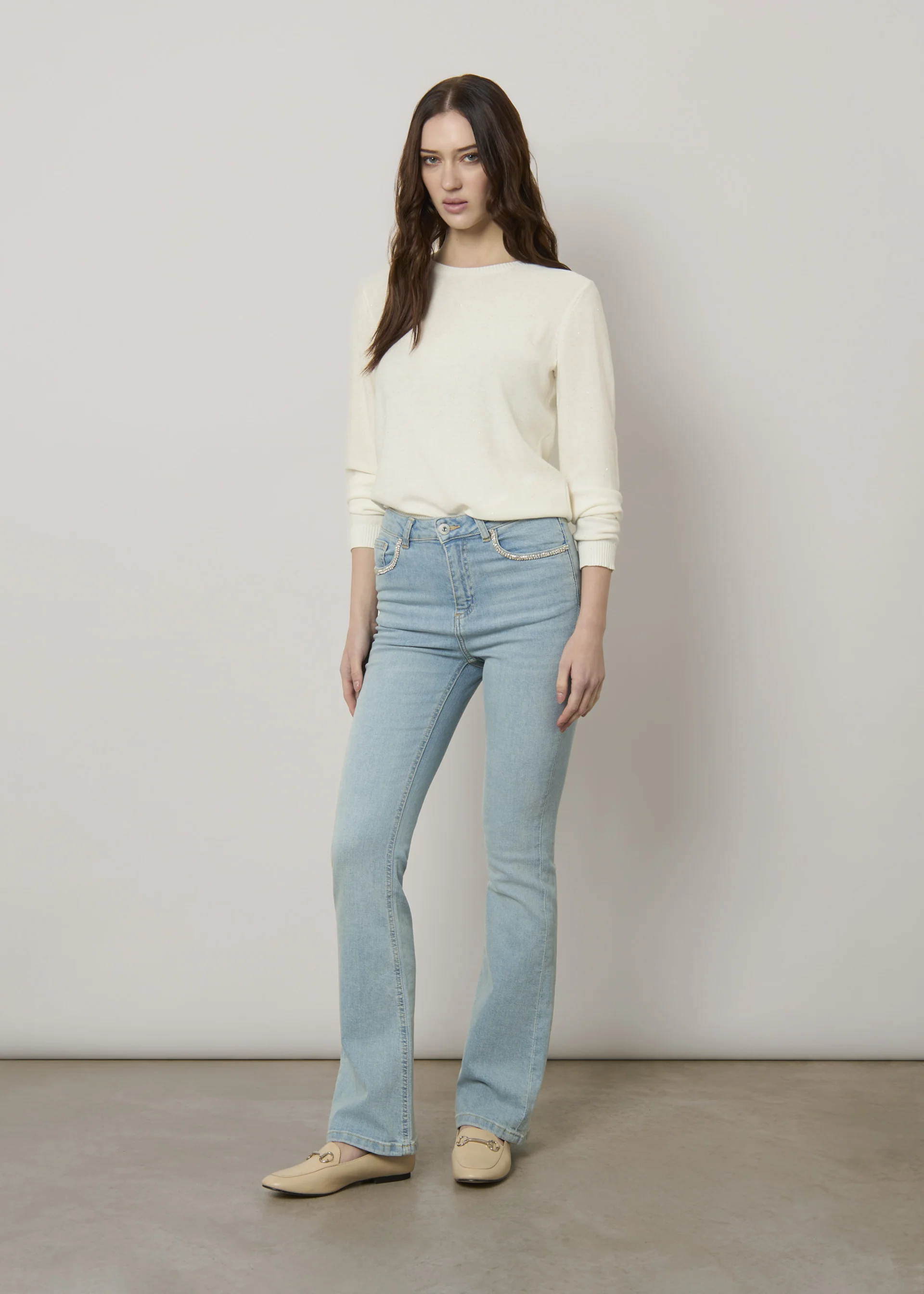 Pullover con paillettes in puro cotone - Image 9