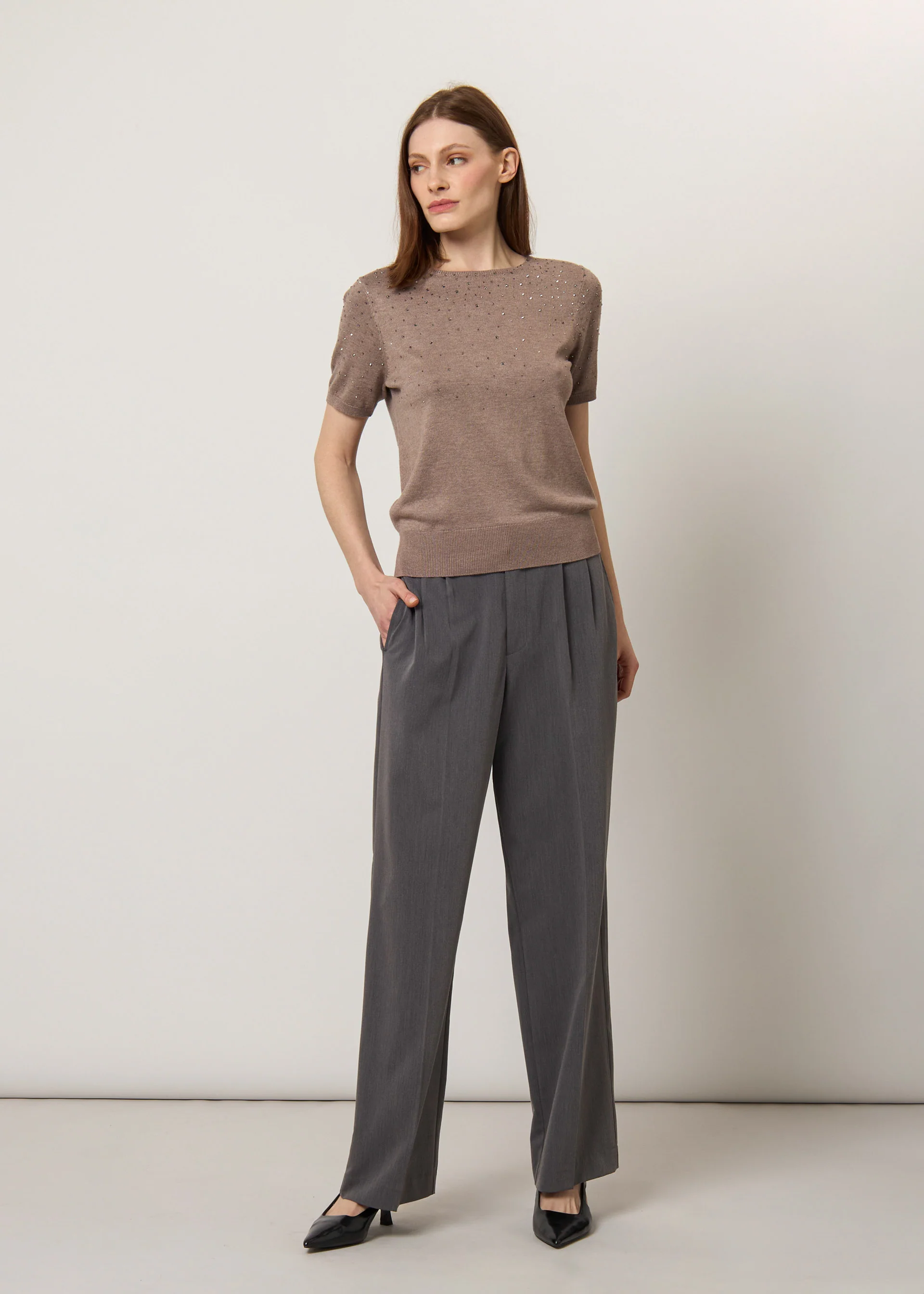 T-shirt in maglia con strass - Image 6